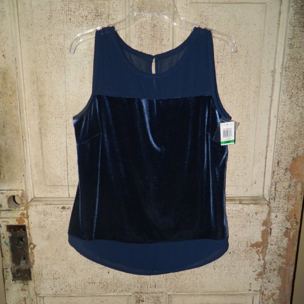 INC International Concepts Velveteen Sleeveless Top Size Large  (B35)